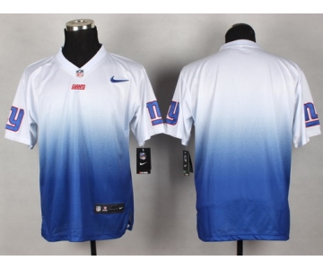 Nike New York Giants Blank White/Blue Fadeaway Elite Jersey