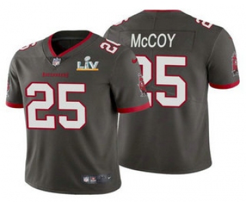 Men's Tampa Bay Buccaneers #25 LeSean McCoy Grey 2021 Super Bowl LV Limited Stitched NFL Jersey