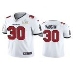 Men's Tampa Bay Buccaneers #30 Ke'Shawn Vaughn White 2021 Super Bowl LV Limited Stitched NFL Jersey