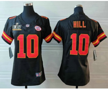 Women's Kansas City Chiefs #10 Tyreek Hill Black 2021 Super Bowl LV Vapor Untouchable Stitched Nike Limited NFL Jersey