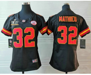 Women's Kansas City Chiefs #32 Tyrann Mathieu Black 2021 Super Bowl LV Vapor Untouchable Stitched Nike Limited NFL Jersey