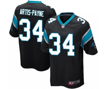 Men's Carolina Panthers #34 Cameron Artis-Payne Black Team Color Stitched NFL Nike Game Jersey