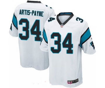 Men's Carolina Panthers #34 Cameron Artis-Payne White Road Stitched NFL Nike Game Jersey