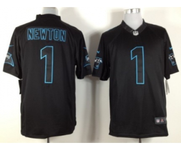 Nike Carolina Panthers #1 Cam Newton Lights Out Black Game Jersey