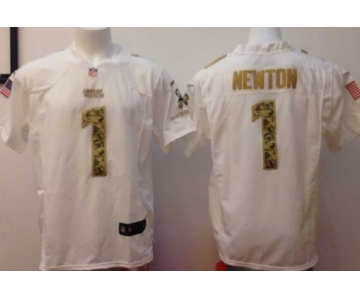 Nike Carolina Panthers #1 Cam Newton Salute to Service White Game Jersey