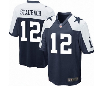 Mens Nike Dallas Cowboys #12 Roger Staubach Navy Blue Thanksgiving Stitched NFL Retired Player Nike Game Jersey