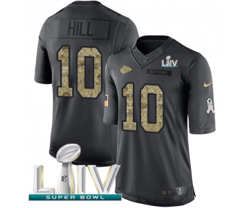 Nike Chiefs #10 Tyreek Hill Black Super Bowl LIV 2020 Men's Stitched NFL Limited 2016 Salute to Service Jersey