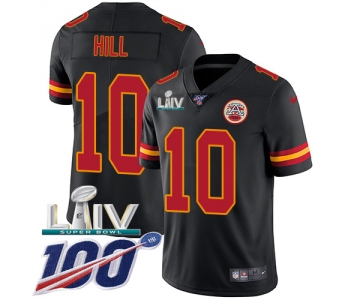 Nike Chiefs #10 Tyreek Hill Black Super Bowl LIV 2020 Men's Stitched NFL Limited Rush 100th Season Jersey