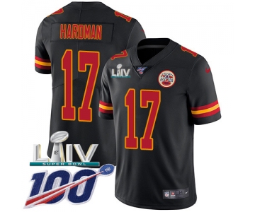 Nike Chiefs #17 Mecole Hardman Black Super Bowl LIV 2020 Men's Stitched NFL Limited Rush 100th Season Jersey