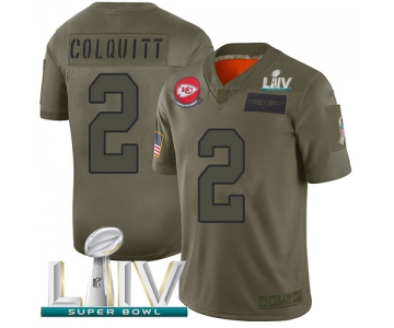 Nike Chiefs #2 Dustin Colquitt Camo Super Bowl LIV 2020 Men's Stitched NFL Limited 2019 Salute To Service Jersey