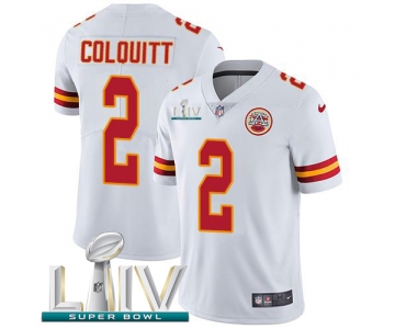 Nike Chiefs #2 Dustin Colquitt White Super Bowl LIV 2020 Men's Stitched NFL Vapor Untouchable Limited Jersey