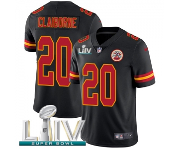Nike Chiefs #20 Morris Claiborne Black Super Bowl LIV 2020 Men's Stitched NFL Limited Rush Jersey