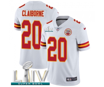 Nike Chiefs #20 Morris Claiborne White Super Bowl LIV 2020 Men's Stitched NFL Vapor Untouchable Limited Jersey