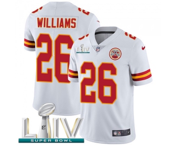 Nike Chiefs #26 Damien Williams White Super Bowl LIV 2020 Men's Stitched NFL Vapor Untouchable Limited Jersey
