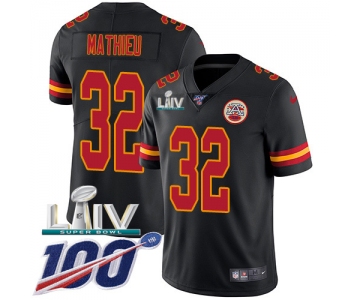 Nike Chiefs #32 Tyrann Mathieu Black Super Bowl LIV 2020 Men's Stitched NFL Limited Rush 100th Season Jersey