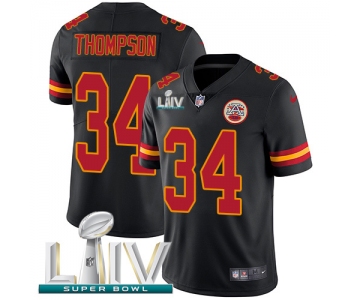Nike Chiefs #34 Darwin Thompson Black Super Bowl LIV 2020 Men's Stitched NFL Limited Rush Jersey