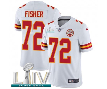 Nike Chiefs #72 Eric Fisher White Super Bowl LIV 2020 Men's Stitched NFL Vapor Untouchable Limited Jersey