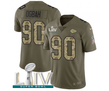 Nike Chiefs #90 Emmanuel Ogbah Olive Camo Super Bowl LIV 2020 Men's Stitched NFL Limited 2017 Salute To Service Jersey