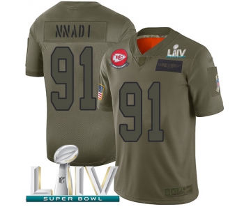 Nike Chiefs #91 Derrick Nnadi Camo Super Bowl LIV 2020 Men's Stitched NFL Limited 2019 Salute To Service Jersey