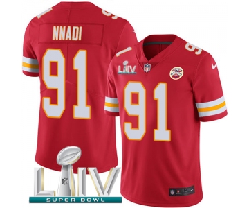 Nike Chiefs #91 Derrick Nnadi Red Super Bowl LIV 2020 Team Color Men's Stitched NFL Vapor Untouchable Limited Jersey