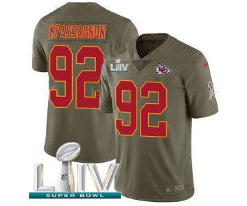 Nike Chiefs #92 Tanoh Kpassagnon Olive Super Bowl LIV 2020 Men's Stitched NFL Limited 2017 Salute To Service Jersey