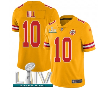 Nike Chiefs #10 Tyreek Hill Gold Super Bowl LIV 2020 Youth Stitched NFL Limited Inverted Legend Jersey