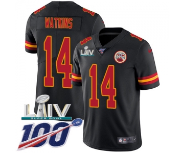 Nike Chiefs #14 Sammy Watkins Black Super Bowl LIV 2020 Youth Stitched NFL Limited Rush 100th Season Jersey