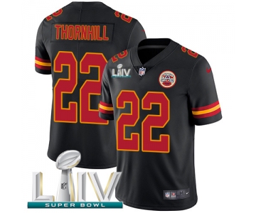 Nike Chiefs #22 Juan Thornhill Black Super Bowl LIV 2020 Youth Stitched NFL Limited Rush Jersey