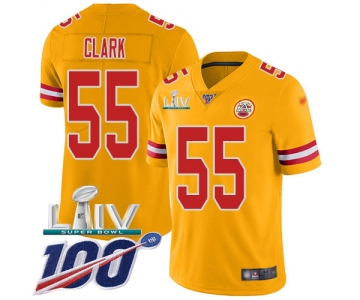 Nike Chiefs #55 Frank Clark Gold Super Bowl LIV 2020 Youth Stitched NFL Limited Inverted Legend 100th Season Jersey
