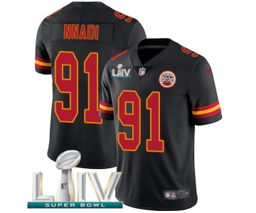 Nike Chiefs #91 Derrick Nnadi Black Super Bowl LIV 2020 Youth Stitched NFL Limited Rush Jersey
