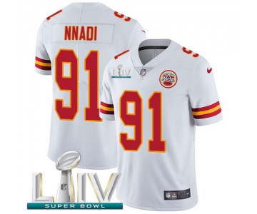 Nike Chiefs #91 Derrick Nnadi White Super Bowl LIV 2020 Youth Stitched NFL Vapor Untouchable Limited Jersey