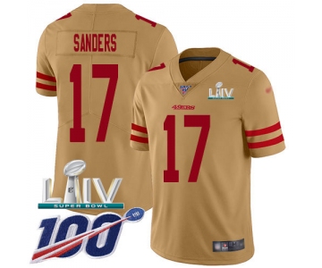 Nike 49ers #17 Emmanuel Sanders Gold Super Bowl LIV 2020 Youth Stitched NFL Limited Inverted Legend 100th Season Jersey