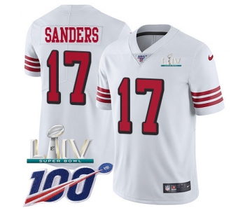 Nike 49ers #17 Emmanuel Sanders White Super Bowl LIV 2020 Rush Youth Stitched NFL Limited 100th Season Jersey