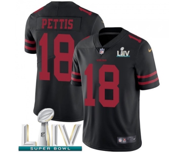 Nike 49ers #18 Dante Pettis Black Super Bowl LIV 2020 Alternate Youth Stitched NFL Vapor Untouchable Limited Jersey