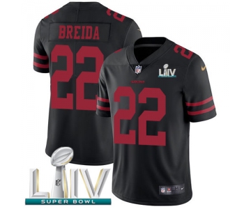 Nike 49ers #22 Matt Breida Black Super Bowl LIV 2020 Alternate Youth Stitched NFL Vapor Untouchable Limited Jersey