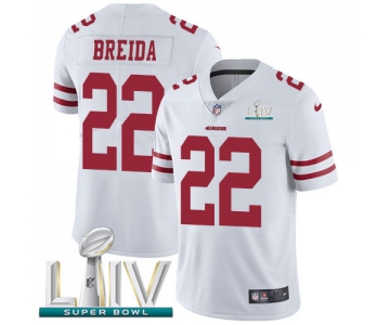 Nike 49ers #22 Matt Breida White Super Bowl LIV 2020 Youth Stitched NFL Vapor Untouchable Limited Jersey