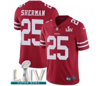 Nike 49ers #25 Richard Sherman Red Super Bowl LIV 2020 Team Color Youth Stitched NFL Vapor Untouchable Limited Jersey