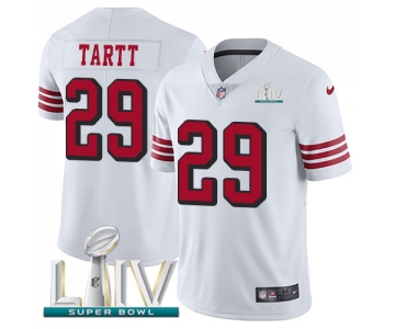 Nike 49ers #29 Jaquiski Tartt White Super Bowl LIV 2020 Rush Youth Stitched NFL Vapor Untouchable Limited Jersey