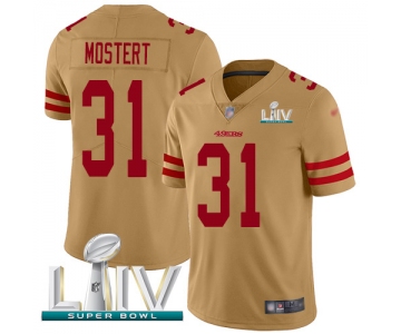 Nike 49ers #31 Raheem Mostert Gold Super Bowl LIV 2020 Youth Stitched NFL Limited Inverted Legend Jersey