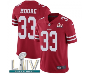 Nike 49ers #33 Tarvarius Moore Red Super Bowl LIV 2020 Team Color Youth Stitched NFL Vapor Untouchable Limited Jersey
