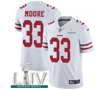 Nike 49ers #33 Tarvarius Moore White Super Bowl LIV 2020 Youth Stitched NFL Vapor Untouchable Limited Jersey