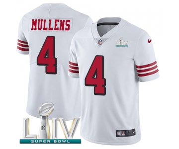 Nike 49ers #4 Nick Mullens White Super Bowl LIV 2020 Rush Youth Stitched NFL Vapor Untouchable Limited Jersey