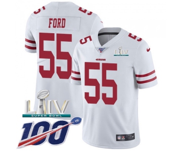 Nike 49ers #55 Dee Ford White Super Bowl LIV 2020 Youth Stitched NFL 100th Season Vapor Limited Jersey