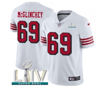 Nike 49ers #69 Mike McGlinchey White Super Bowl LIV 2020 Rush Youth Stitched NFL Vapor Untouchable Limited Jersey
