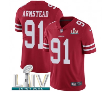 Nike 49ers #91 Arik Armstead Red Super Bowl LIV 2020 Team Color Youth Stitched NFL Vapor Untouchable Limited Jersey