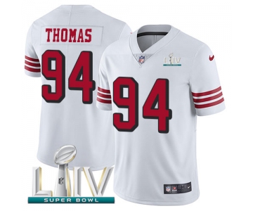 Nike 49ers #94 Solomon Thomas White Super Bowl LIV 2020 Rush Youth Stitched NFL Vapor Untouchable Limited Jersey