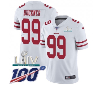 Nike 49ers #99 DeForest Buckner White Super Bowl LIV 2020 Youth Stitched NFL 100th Season Vapor Limited Jersey