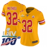 Nike Chiefs #32 Tyrann Mathieu Gold Super Bowl LIV 2020 Women's Stitched NFL Limited Inverted Legend 100th Season Jersey