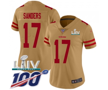 Nike 49ers #17 Emmanuel Sanders Gold Super Bowl LIV 2020 Women's Stitched NFL Limited Inverted Legend 100th Season Jersey