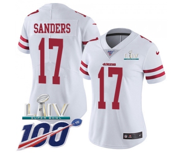 Nike 49ers #17 Emmanuel Sanders White Super Bowl LIV 2020 Women's Stitched NFL 100th Season Vapor Limited Jersey